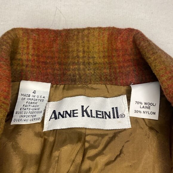 Anne Klein vintage wool blend blazer gold tone branch buttons size 4 made in USA - Picture 5 of 8
